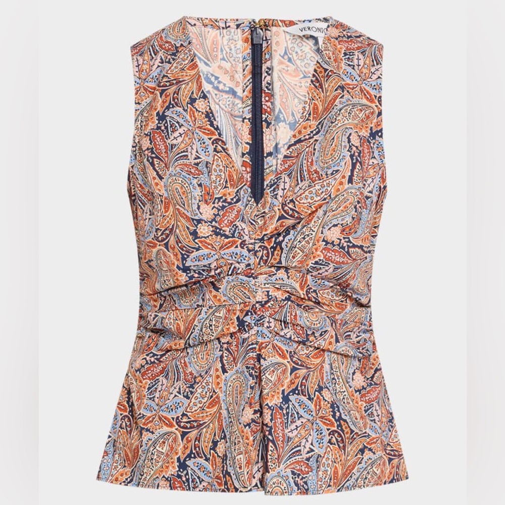 Veronica Beard Aiden Sleeveless Paisley Top